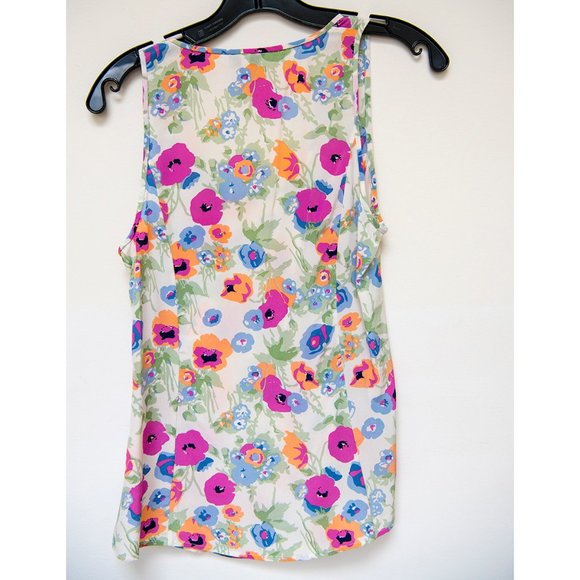 Joie 100% Silk Cream Floral Print Sleeveless Blouse size XS - Picture 7 of 8